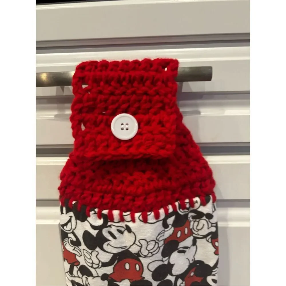 Crochet Top Kitchen Towel-Lots of mickeys